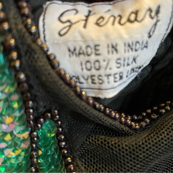 33 Vintage 80’s 90’s Stenay Made India Silk Sequin Beaded ZipUp Back Blouse NWT - Picture 13 of 16